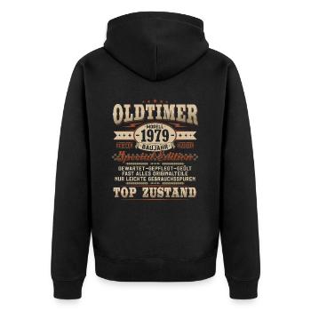Oldtimer Baujahr 1979 Jahrgang Geburtstag Geschenk - Unisex Premium Bio Zip Hoodie - Schwarz - Hinten - Nico (187cm)