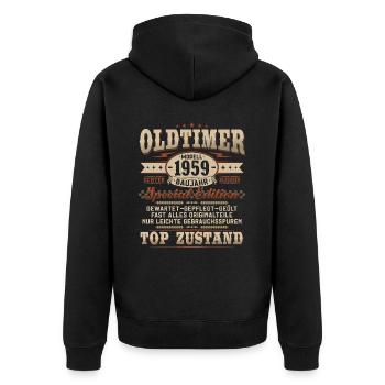 Oldtimer Baujahr 1959 Jahrgang Geburtstag Geschenk - Unisex Premium Bio Zip Hoodie - Schwarz - Hinten - Nico (187cm)
