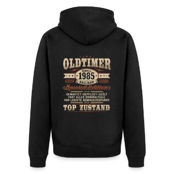 Oldtimer Baujahr 1985 Jahrgang Geburtstag Geschenk - Unisex Premium Bio Zip Hoodie - Schwarz - Hinten - Nico (187cm)