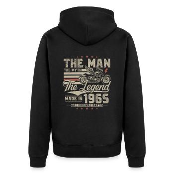 1965 homme mythe légende moto motard - Veste à capuche bio Premium Unisexe - noir - Dos - Nico (187cm)