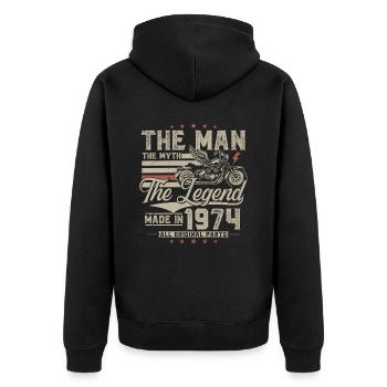 1974 homme mythe légende moto motard - Veste à capuche bio Premium Unisexe - noir - Dos - Nico (187cm)