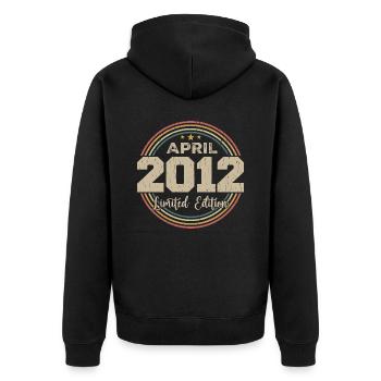 April 2012 Birthday Gift April 2012 Retro - Unisex Premium Organic Zip Hoodie - black - Back - Nico (187cm)