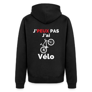 Ich kann kein Fahrrad haben - Unisex Premium Bio Zip Hoodie - Schwarz - Hinten - Nico (187cm)