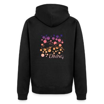 Diving mit Taucher - Unisex Premium Bio Zip Hoodie - Schwarz - Hinten - Nico (187cm)