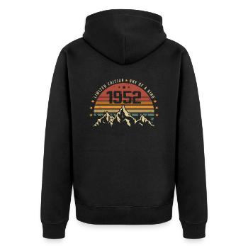 Born in 1952 - Vintage Birthday Gift 1952 - Unisex Premium Organic Zip Hoodie - black - Back - Nico (187cm)