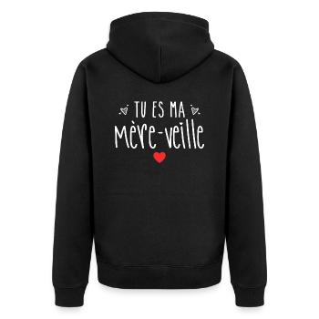 Jeux De Mots Fête Des Mères Cadeau Maman - Veste à capuche bio Premium Unisexe - noir - Dos - Nico (187cm)