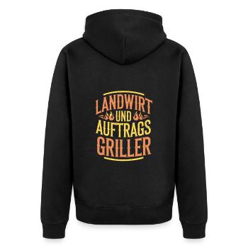 Landwirt und Auftragsgriller BBQ Grill - Unisex Premium Bio Zip Hoodie - Schwarz - Hinten - Nico (187cm)