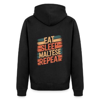 Eat. Sleep. Malteser. Repeat. - Unisex Premium Bio Zip Hoodie - Schwarz - Hinten - Nico (187cm)