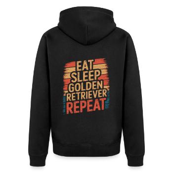 Eat. Sleep. Golden Retriever. Repeat. - Unisex Premium Bio Zip Hoodie - Schwarz - Hinten - Nico (187cm)