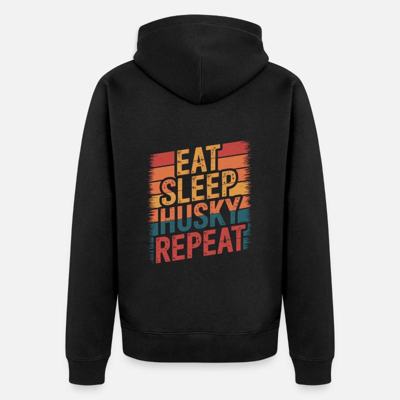 Manger. Dormir. Rauque. Répéter. - Veste à capuche bio Premium Unisexe - noir