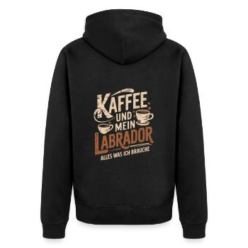Kaffee und mein Labrador - Unisex Premium Bio Zip Hoodie - Schwarz - Hinten - Nico (187cm)