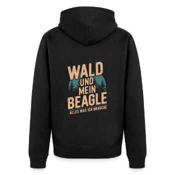 Wald und mein Beagle - Unisex Premium Bio Zip Hoodie - Schwarz - Hinten - Nico (187cm)