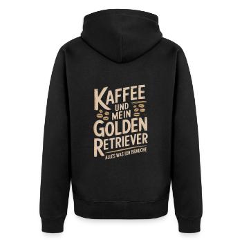 Kaffee und mein Golden Retriever - Unisex Premium Bio Zip Hoodie - Schwarz - Hinten - Nico (187cm)