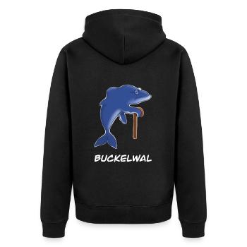 alter Wal Buckelwal mit Gehstock - Unisex Premium Bio Zip Hoodie - Schwarz - Hinten - Nico (187cm)
