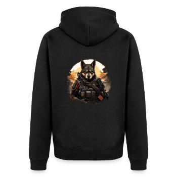 Soldier Dog - Unisex Premium Bio Zip Hoodie - Schwarz - Hinten - Nico (187cm)