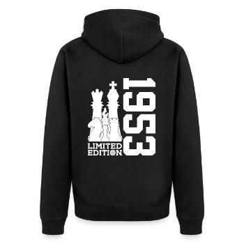 73. GEBURTSTAG SCHACH LIMITED EDITION 1953 - Unisex Premium Bio Zip Hoodie - Schwarz - Hinten - Nico (187cm)