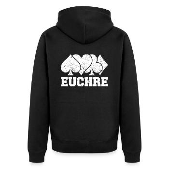 Euchre Vintage Euchre Kartenspiel - Unisex Premium Bio Zip Hoodie - Schwarz - Hinten - Nico (187cm)
