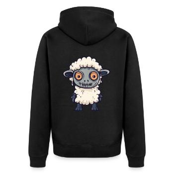 Schaf Halloween Zombie - Unisex Premium Bio Zip Hoodie - Schwarz - Hinten - Nico (187cm)