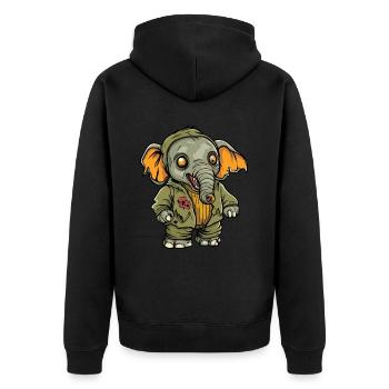 Mammut Halloween Zombie - Unisex Premium Bio Zip Hoodie - Schwarz - Hinten - Nico (187cm)
