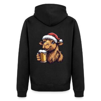 Kamel Weihnachten Bier Lustig - Unisex Premium Bio Zip Hoodie - Schwarz - Hinten - Nico (187cm)