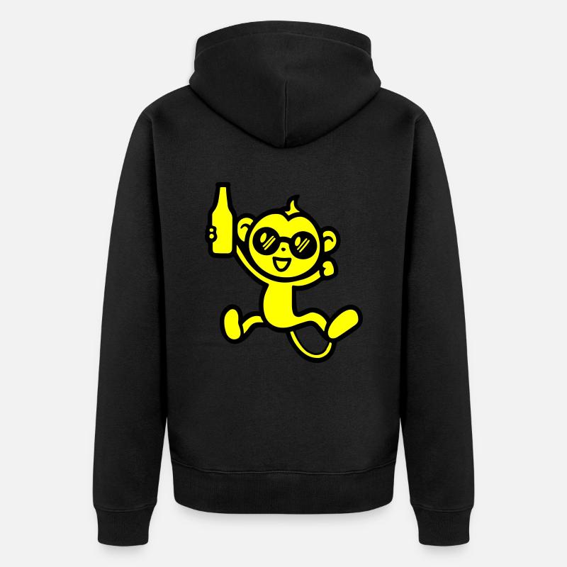 Monkey Party Bière Drôle - Veste à capuche bio Premium Unisexe - noir