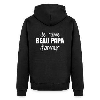 Je t'aime beau papa d'amour - Veste à capuche bio Premium Unisexe - noir - Dos - Nico (187cm)