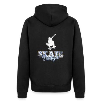 Skateboard Freestyle - Unisex Premium Bio Zip Hoodie - Schwarz - Hinten - Nico (187cm)