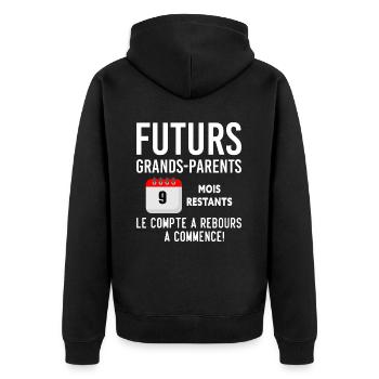 Futurs Grands Parents Cadeau Annonce de Grossesse - Veste à capuche bio Premium Unisexe - noir - Dos - Nico (187cm)