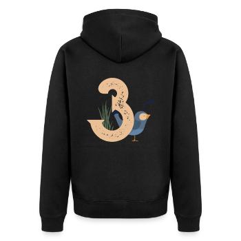Kleiner Vogel zum 3. Geburtstag - Unisex Premium Bio Zip Hoodie - Schwarz - Hinten - Nico (187cm)