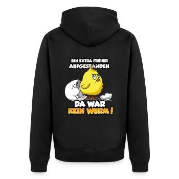 Kücken ohne Wurm Vogel Ei - Unisex Premium Bio Zip Hoodie - Schwarz - Hinten - Nico (187cm)