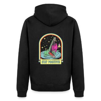 Restez positif, où que vous soyez. - Veste à capuche bio Premium Unisexe - noir - Dos - Nico (187cm)