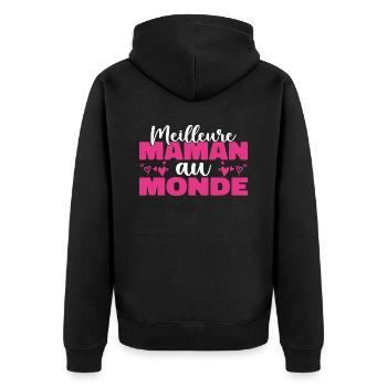 Die beste Mutter der Welt zum Muttertag - Unisex Premium Bio Zip Hoodie - Schwarz - Hinten - Nico (187cm)