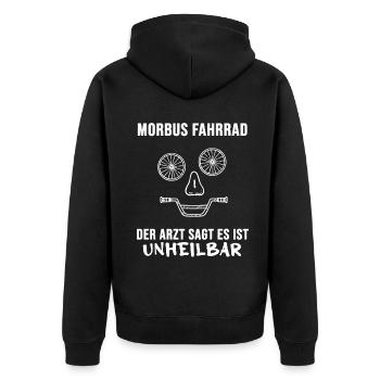fahrrad biketour gravelbike - Unisex Premium Bio Zip Hoodie - Schwarz - Hinten - Nico (187cm)