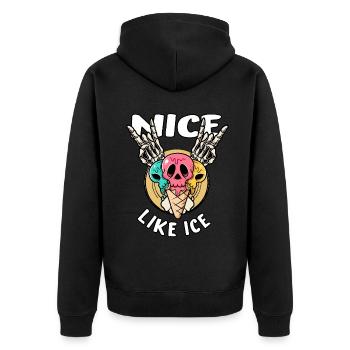 eiskugel eis in der waffel naschkatze nice ice - Unisex Premium Bio Zip Hoodie - Schwarz - Hinten - Nico (187cm)