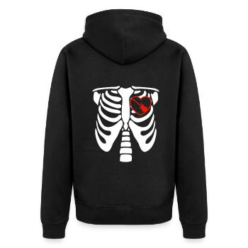 Guitare Guitariste Guitariste Musique Skeleton Heart - Veste à capuche bio Premium Unisexe - noir - Dos - Nico (187cm)