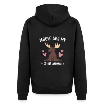 Elk Moose Are My Spirit Animal Moose - Unisex Premium Organic Zip Hoodie - black - Back - Nico (187cm)