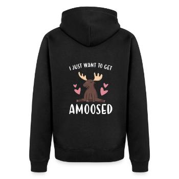 Elk I Just Want To Get Amoosed Moose - Unisex Premium Organic Zip Hoodie - black - Back - Nico (187cm)