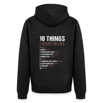 Elk 5 Things I Want In Life Moose - Unisex Premium Organic Zip Hoodie - black - Back - Nico (187cm)