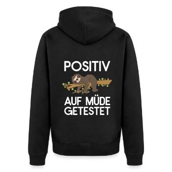 Sloth Faulenzer Süßes Faultier Geschenk - Unisex Premium Bio Zip Hoodie - Schwarz - Hinten - Nico (187cm)
