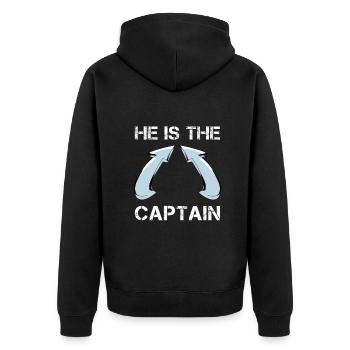 Boat Captain Gift Ship Boat Owner Captain - Unisex Premium Organic Zip Hoodie - black - Back - Nico (187cm)