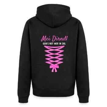 Damen Dirndl Ersatz Trachten Ersatz Bluse Kirmes - Unisex Premium Bio Zip Hoodie - Schwarz - Hinten - Nico (187cm)