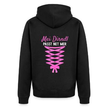 Damen Dirndl Ersatz Trachten Ersatz Bluse Kirmes - Unisex Premium Bio Zip Hoodie - Schwarz - Hinten - Nico (187cm)