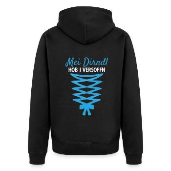 Damen Dirndl Ersatz Trachten Ersatz Bluse Kirmes - Unisex Premium Bio Zip Hoodie - Schwarz - Hinten - Nico (187cm)