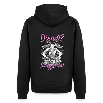 Damen Dirndl Ersatz Trachten Ersatz Bluse Kirmes - Unisex Premium Bio Zip Hoodie - Schwarz - Hinten - Nico (187cm)