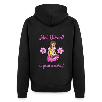 Damen Dirndl Ersatz Trachten Ersatz Bluse Kirmes - Unisex Premium Bio Zip Hoodie - Schwarz - Hinten - Nico (187cm)