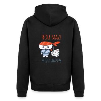 Kawaii Japanese Food Salmon Salmon Sushi Roll - Veste à capuche bio Premium Unisexe - noir - Dos - Nico (187cm)
