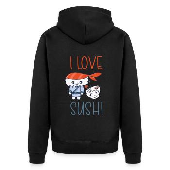 Kawaii Japanese Food Salmon Salmon Sushi Roll - Veste à capuche bio Premium Unisexe - noir - Dos - Nico (187cm)