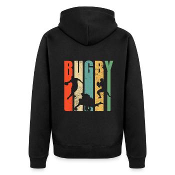 Rugby Player Rugby Gift Rugby Coach - Unisex Premium Organic Zip Hoodie - black - Back - Nico (187cm)