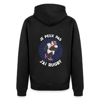 Je Peux Pas J'ai Rugby Joueur Maillot France Rugby - Unisex Premium Bio Zip Hoodie - Schwarz - Hinten - Nico (187cm)