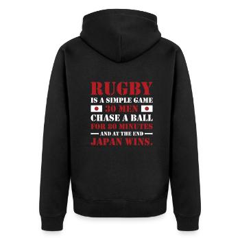 Le rugby est un jeu simple Japon Rugby - Veste à capuche bio Premium Unisexe - noir - Dos - Nico (187cm)